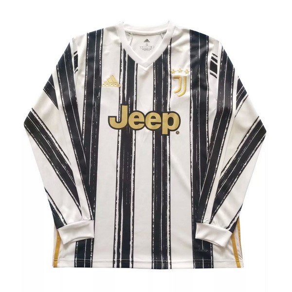 Tailandia Camiseta Juventus 1ª ML 2020-2021 Blanco Negro